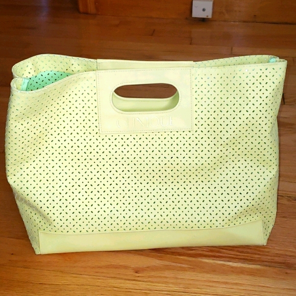 Clinique Boho Beach Bag in Yellow and Green - Picture 1 of 3